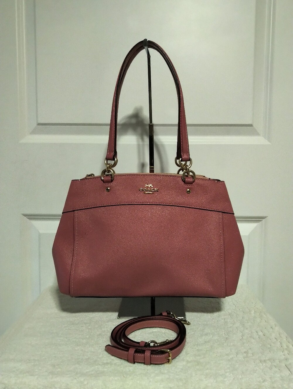 NEW Authentic Coach Brooke Carryall Bag - Rare Peony Pink Glitter Leather F32197